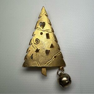 VINTAGE ULTRACRAFT Gold Tone CHRISTMAS TREE BROOCH PIN